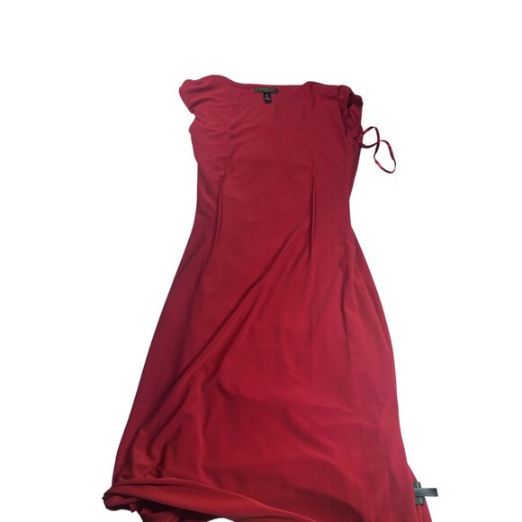 Lauren Ralph Lauren Elegant Red Ruched Sleeveless Dress Size 4 Polyester - Picture 7 of 7